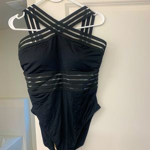 Brand new with tags black one piece with mesh